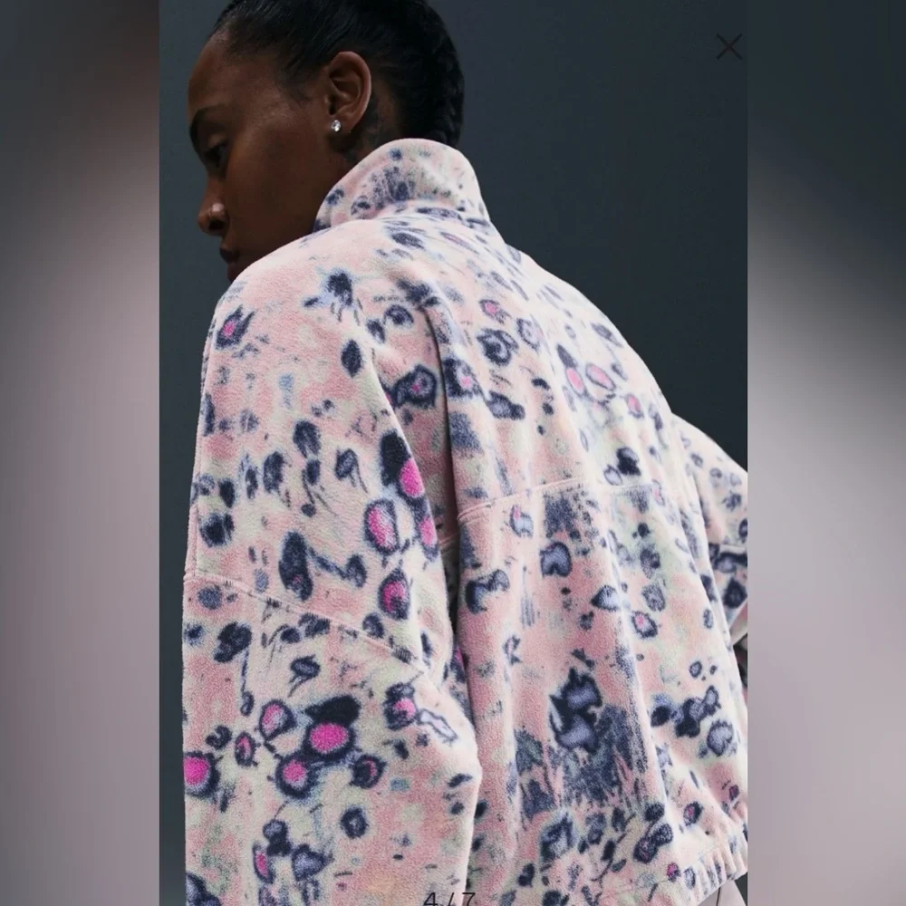 Nike Polar Fleece Half - Zip Pullover in Blue and Pink, Mock Neck, Cropped, XS